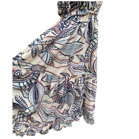 Vtg maxi sundress Halter neck fit and flare cotton boho gypsy cottage core M - Picture 6 of 12